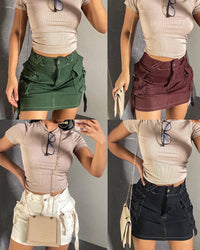 Your Hottest X ” micro mini cargo skirt