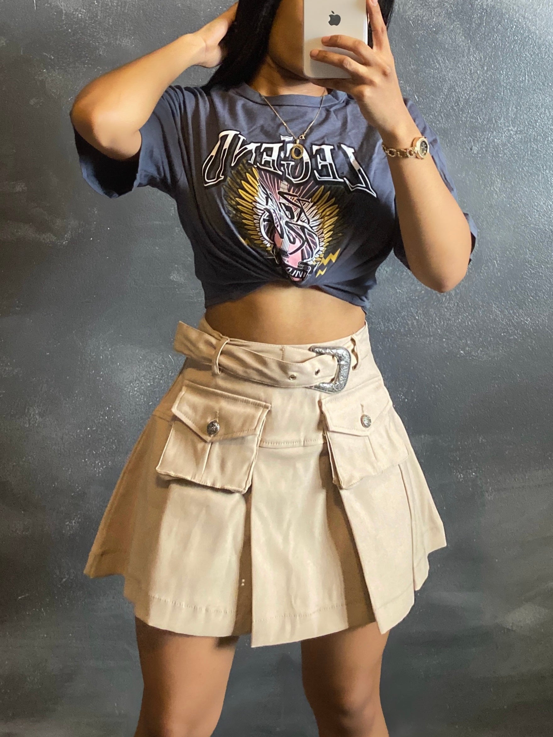 Don’t be Shy’  cargo pleated skirt