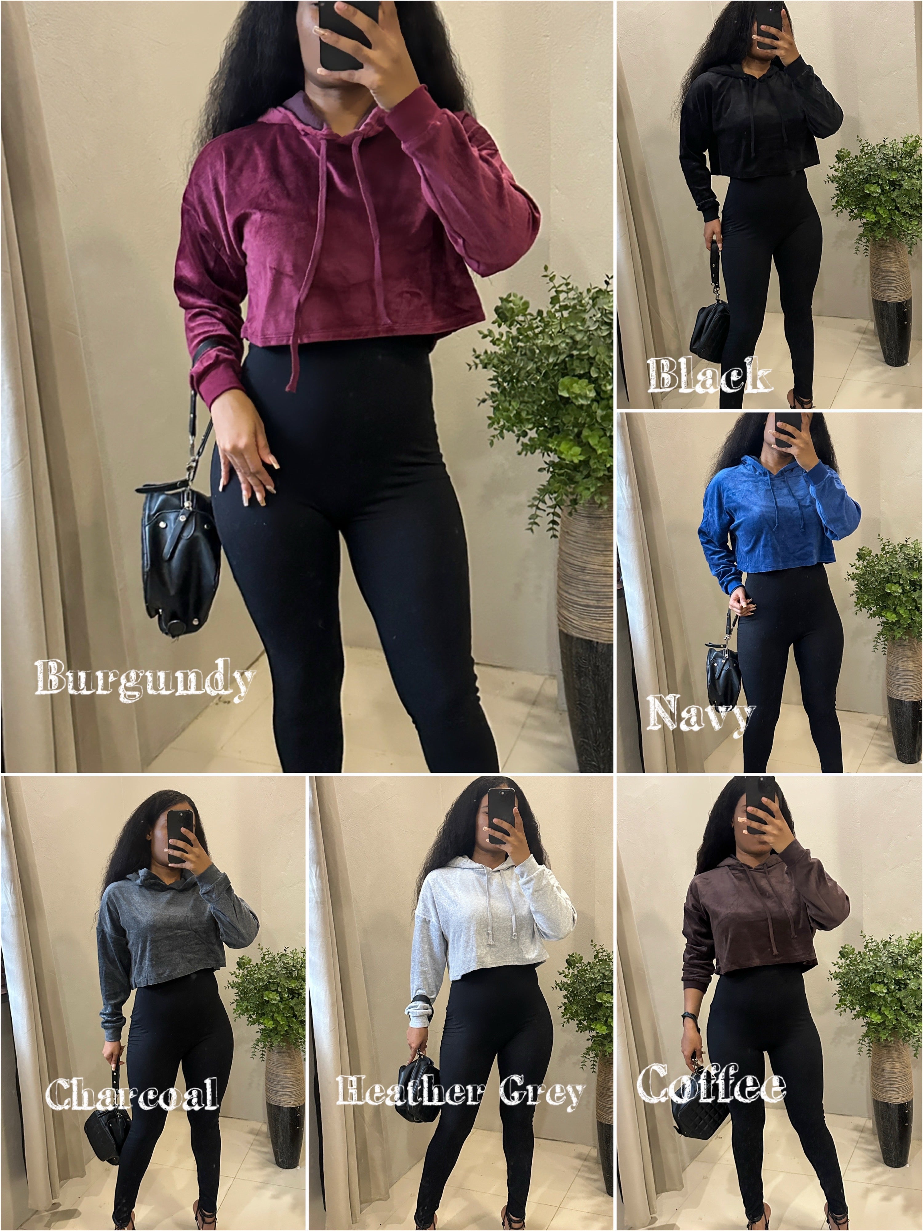 Pretty Tough ” Velvet Crop Hoodie