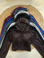 Pretty Tough ” Velvet Crop Hoodie